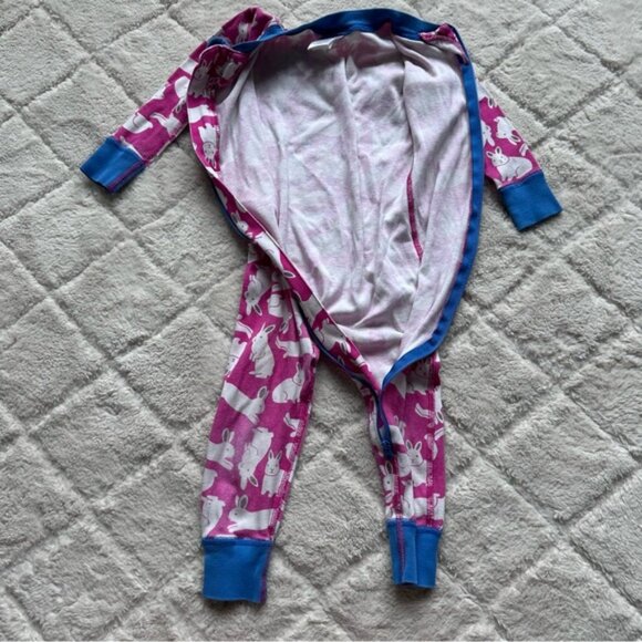 Hanna Andersson | Pink And White Bunny Rabbit Print Baby Zip Sleeper | Size 2T - Picture 8 of 9